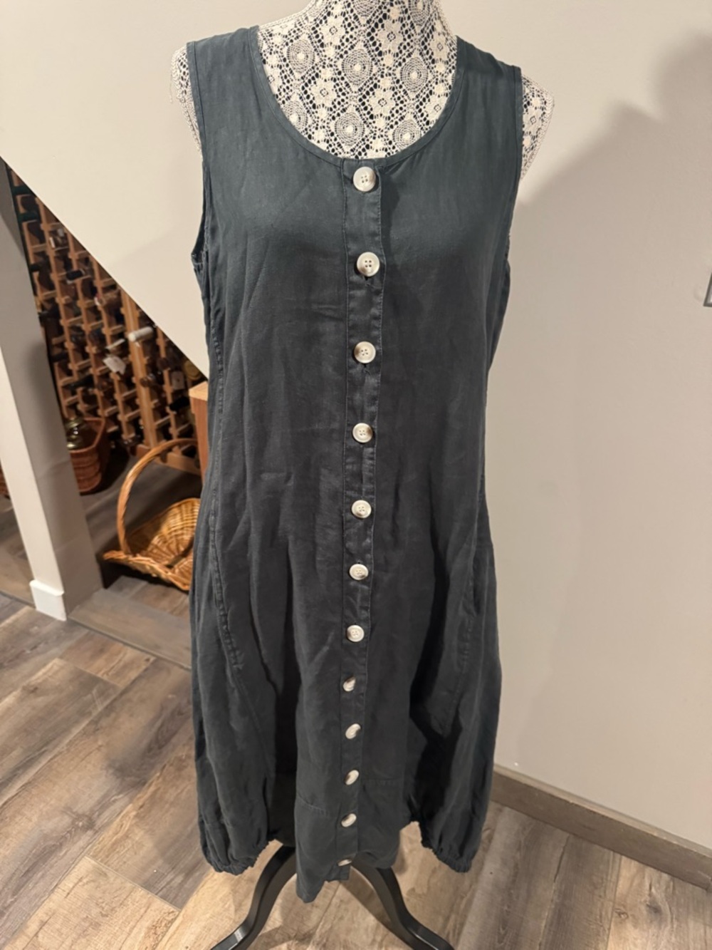 XCVI Slate Button-Front Sleeveless Dress